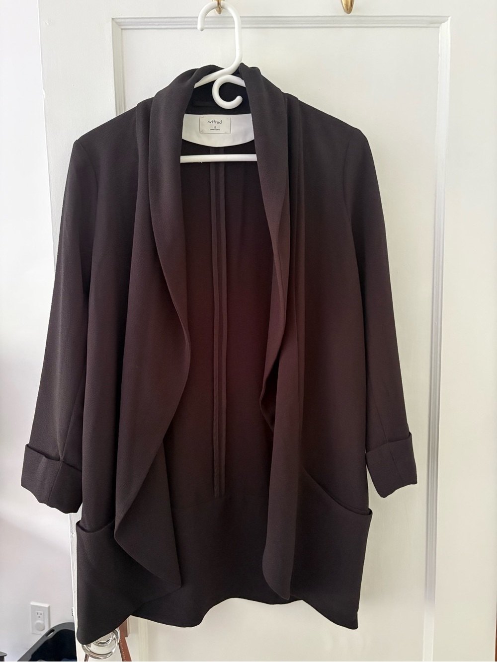Wilfred black Draped Open Front Jacket